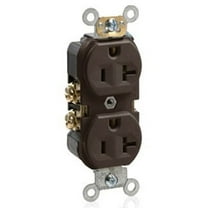 Leviton BR20 20 Amp, 125 Volt, Narrow Body Duplex Receptacle, Straight Blade, Commercial Grade, Self Grounding, Brown