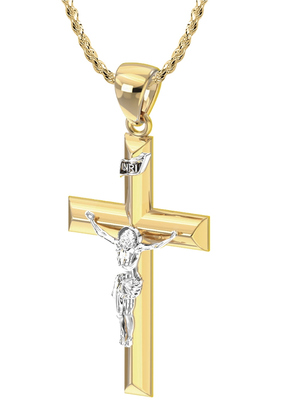 White shop gold crucifix