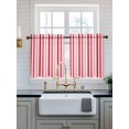 thumbnail image 2 of Red Pink Stripe Tier Curtains 36 Inch Length,Sheer Curtains for Bedroom Living Room Window Geometric White Vertical Striped Rod Pocket Drapes Kitchen Curtains Small Half Window 27.5"x36" 2 Panels, 2 of 6