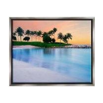 Stupell Industries Tropical Beach Cove Landscape Coastal Photography Gray Floater Framed Art Print Wall Art