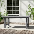 thumbnail image 4 of KINGYES All Weather Outdoor Dining Table with Umbrella Hole, HDPE Rectangular Patio Table for Backyard, Garden, Porch, Deck, Gray, 4 of 9