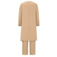 thumbnail image 7 of ZACPNCV Women Spring Solid Color Muslim Solid Color Long Sleeve Shirt Coat Wide Leg Trousers Casual Suit Khaki, 7 of 7