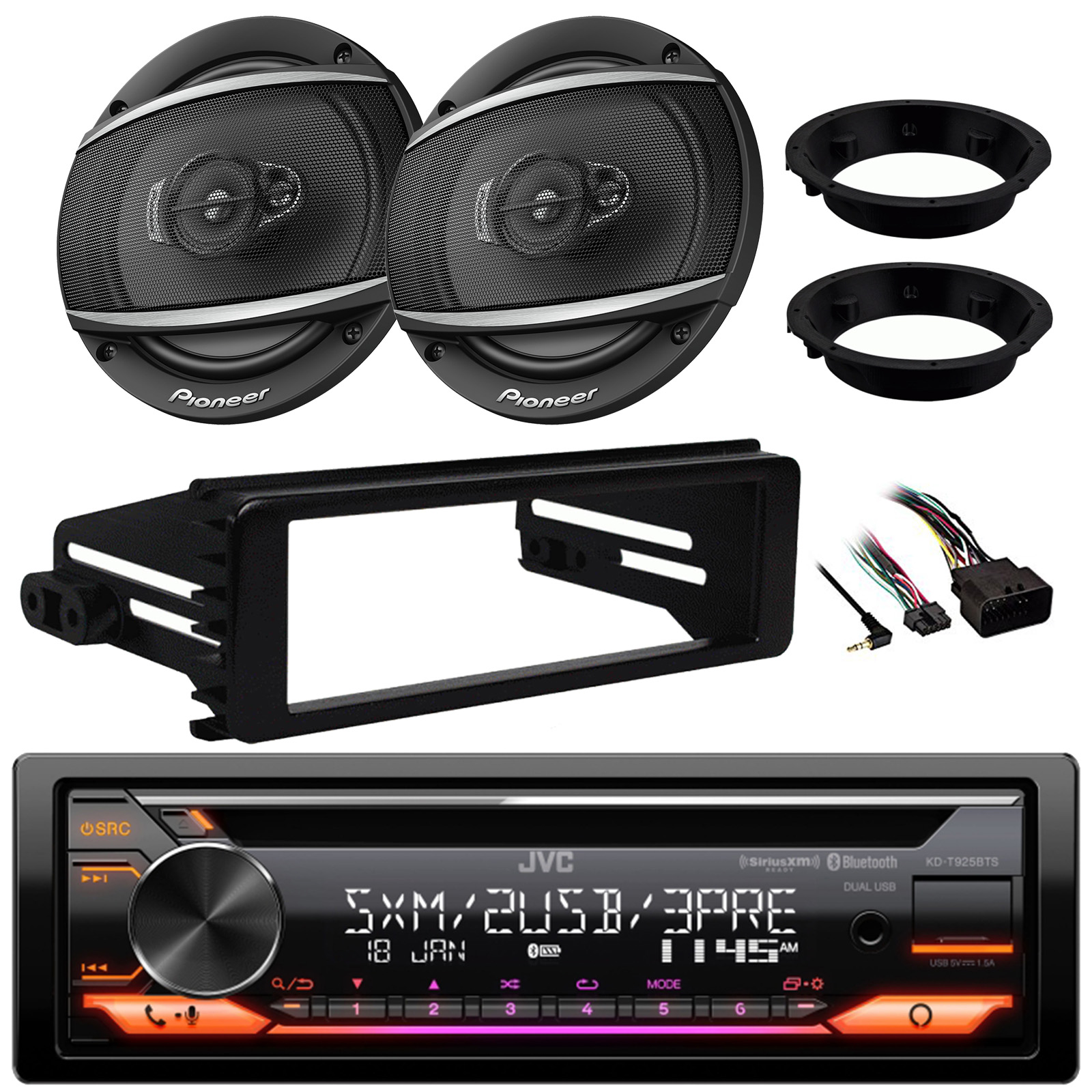 JVC KDT925BTS Single DIN Bluetooth CD Player USB AUX AM/FM Radio