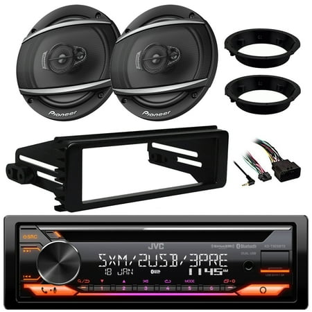 JVC KD-T925BTS Single DIN Bluetooth CD Player USB AUX AM/FM Radio Stereo SiriusXM Ready Amazon Alexa LED Car Audio Receiver, JVC 6.5" Speakers & Adapters, 98-13 FLHT Harley FLHX In-Dash Kit