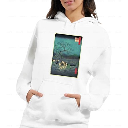StormFit32 Fire Foxes, New Year's Eve Utagawa Hiroshige, Edo Art Hoodie, for Unisex, up to size 5XL.