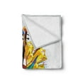 thumbnail image 2 of Cello Soft Flannel Fleece Throw Blanket, Creative Colorful Illustration of Musical Notes String Instrument and Splashes, Cozy Plush for Indoor and Outdoor Use, 70" x 90", Multicolor, by Ambesonne, 2 of 5