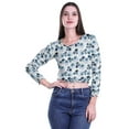 thumbnail image 4 of Moomaya Cropped Long Sleeve Tops For Women Printed Round Neck&nbsp;T Shirt Crop Top, 4 of 5