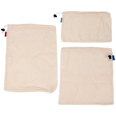 Fruit and Vegetable Mesh Bag Shopping Handbag Small Cotton Bags Drawstring Grocery Outdoor 3 Pcs