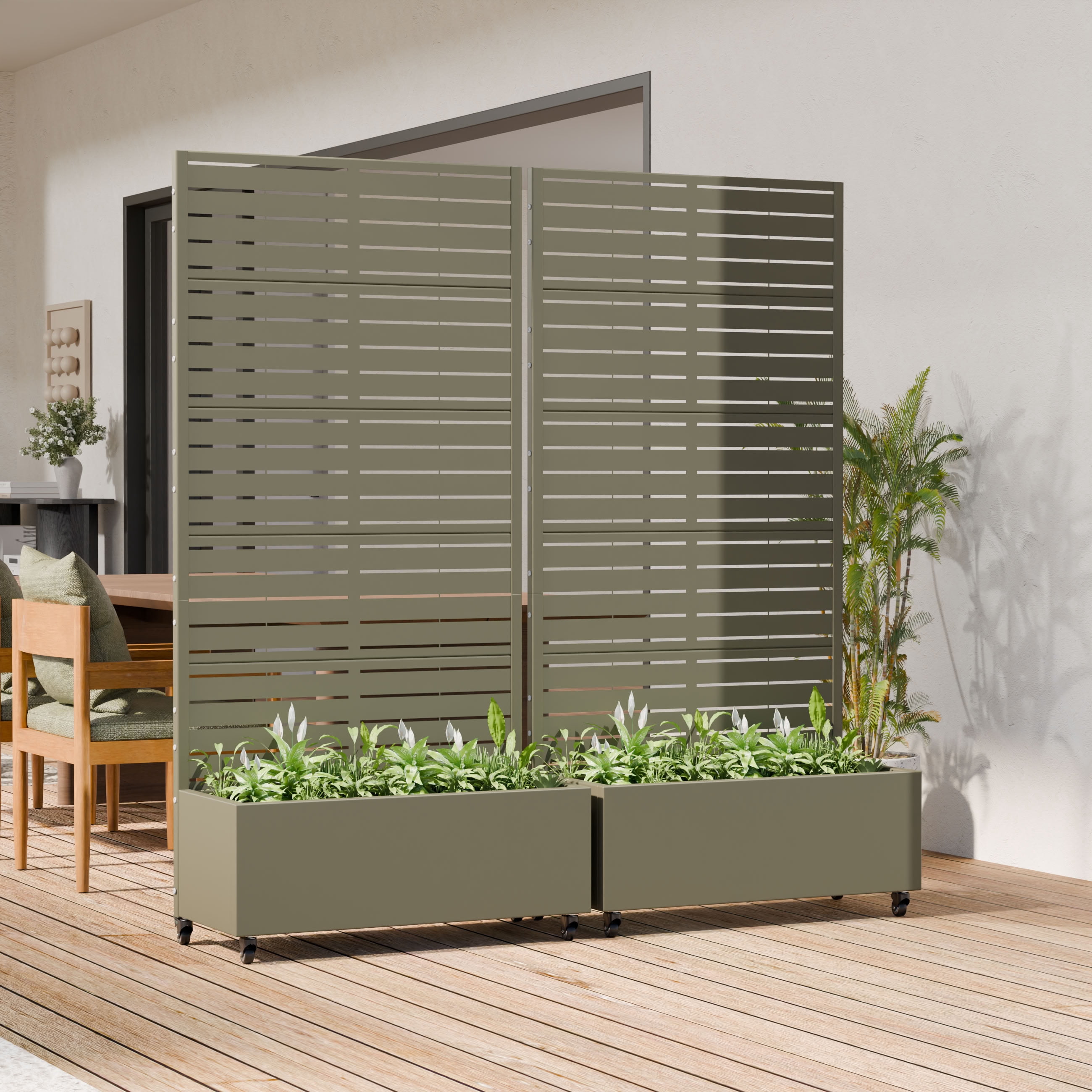 MAYEERTY 72*35in Outdoor Metal Planter Box, Poolside Patio Planter Box, Outdoor Raised Planter for Balcony, Garden, Backyard