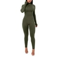 thumbnail image 3 of Manxivoo Womens Yoga Pants Womens Solid Color Bodysuit with Long Sleeves and Yoga Onesie Leggings for Women Green L, 3 of 9