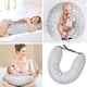 thumbnail image 4 of Almohada de lactancia Hukapapa | En casa y de viaje, soporte para la lactancia materna y la alimentación con biberón | Aumente a tamaño pequeño, blanco y gris con raya central, 4 of 5