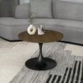 thumbnail image 3 of LeisureMod 27" Round Coffee Table with MDF Top and Powder-Coated Stainless Steel Pedestal Base for Modern Living Room, Bedroom, Lounge Area Verve Collection in Dark Brown, 3 of 9