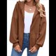 thumbnail image 3 of Sudadera con Capucha y Cremallera para Mujer, de Larga, para Otoño, con Capucha Extragrande, Chaquetas Informales de Moda Marrón XXL, 3 of 9