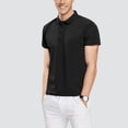 thumbnail image 2 of HCNTES Men's Polo Shirts Long and Short Sleeve Cotton Blend Heather Moisture Wicking Casual Collared Shirts,XL Black, 2 of 5