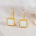thumbnail image 5 of 925 Sterling Silver Earrings Fashion Princess Cut White Opal Leverback Earrings for Women, 5 of 5