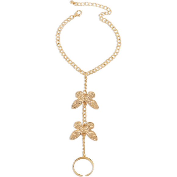Hand Chain Ring Bracelet Hand Chain Punk Bracelet Hand Chain Bracelet Gothic Chain Butterfly Bracelet Gold Chain Bracelet Hand Jewelry For Women[J6445]
