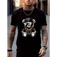 thumbnail image 1 of [ Cool Bear Print Tee] Cool Bear Print T-shirt - Men's Casual Round Neck - Breathable Knitted Fabric for Daily Wear, 1 of 5