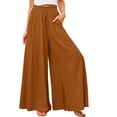 thumbnail image 3 of SOMER Pants for Women Flowy Dressy Casual Elastic High Waist Wide Leg Palazzo Pants with Pocket Dark YellowSummer, 3 of 10