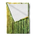thumbnail image 2 of Woodland Soft Flannel Fleece Throw Blanket, Forest Springtime Freshness Theme Foliage Sunbeams Sunrise Nature View Scene, Cozy Plush for Indoor and Outdoor Use, 60" x 80", Green Yellow, by Ambesonne, 2 of 5