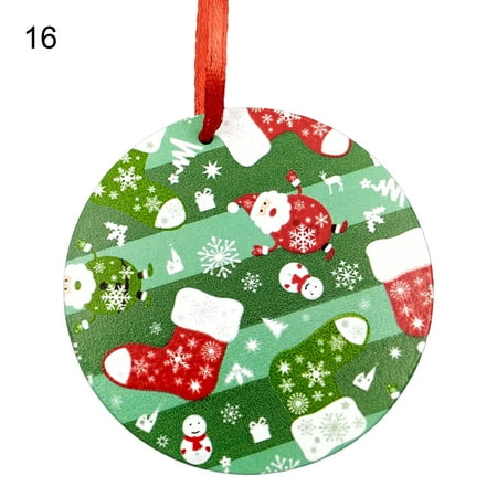 

QILIN 5Pcs Christmas Pendants Round Eye-catching Wood Xmas Tree Hanging Festival Ornaments Home Decor