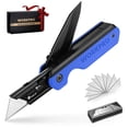 thumbnail image 1 of Cuchillo plegable/navaja multiusos WORKPRO 2 en 1 con 10 hojas, color azul, 1 of 8