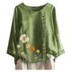 thumbnail image 1 of Gibobby Blusas Manga Larga Mujer Blusa con estampado informal con botones, camiseta suelta para mujer, blusa larga con cuello redondo y manga Floral para mujer（Verde， M), 1 of 5