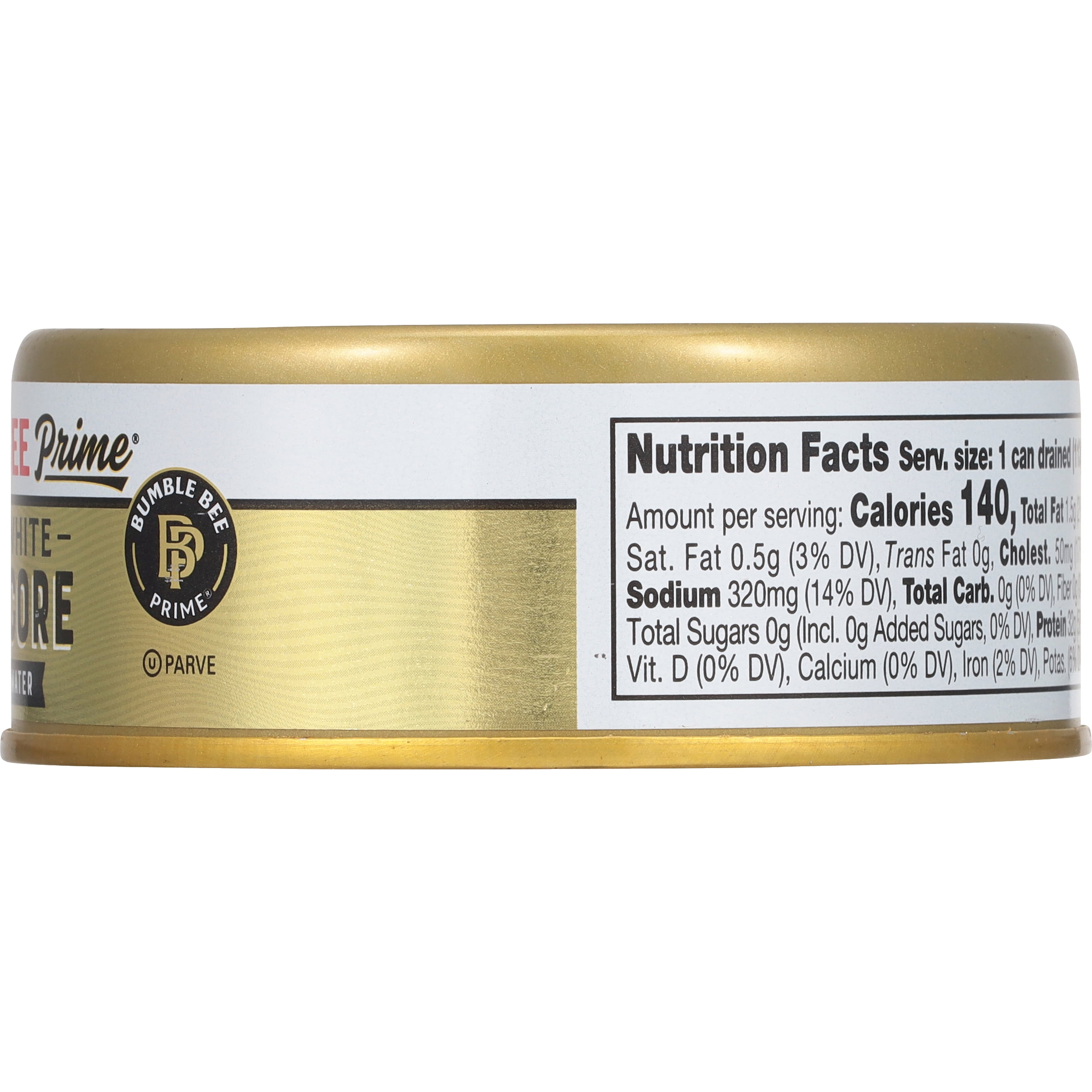 (4 pack) Bumble Bee Prime Solid White Albacore Tuna in Water, Wild Caught, Gluten Free, 32g Protein Per Serving, Shelf Stable Can, 5 oz
