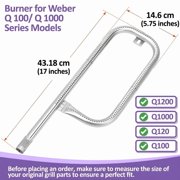 60040 Replacement Burner for Weber Q 100/1000 Series Grills (Q1000, Q1200, Q100, Q120, Baby Q) - 17 inch, Weber Q Grill Parts
