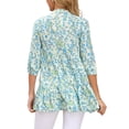 thumbnail image 3 of INSPIRE CHIC Women's 3/4 Sleeve Shirt Floral Print V Neck Tiered Ruffle Dressy Casual Beach Tunic Blouses L Beige, 3 of 5