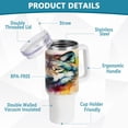 thumbnail image 4 of SKYSONIC 40oz Tumbler with Handle and Straw Lid Double Stainless Steel Vacuum Insulated Travel Mug for Hot Cold Water,Wolf, 4 of 7
