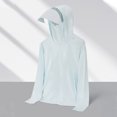 thumbnail image 2 of Xfvqtps Mens And Womens UPF50+ Sun Protection Light Jacket Hoodie with Wide Brim High Zip up Long Sleeve with Thumb Hole Solid Color Hiking Athletic Lightweight Breathable Summer Top Light Blue, 2 of 5