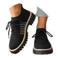 thumbnail image 3 of Womens Shoes,Lace Up Casual Sneakers Breathable Platform Shoes Fashion Athletic Flat Walking Footwear Lightweight Comfortable Everyday Wear,Shoes for Women,Black,6.5, 3 of 8
