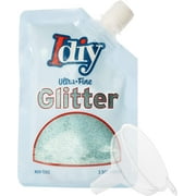 SCS Direct iDIY Ultra Fine Glitter (100g, 3.5 oz Pouch) w Easy-Pour Bag and Funnel - Aquamarine Blue Extra Fine - Perfect for DIY Crafts, School Projects, Decorations, Resin