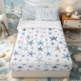 thumbnail image 2 of Erosebridal Watercolor Starfish Print Zipper Full Size Comforter Sets with Fitted Sheet and 2 Pillowcases,Gradient Ocean Spot Accent Zipper Bedding Set,Blue Ivory,4pcs,Reversible, 2 of 6
