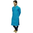 thumbnail image 4 of Atasi Ethnic Men's Kurta Pyjama Set Blue Bollywood Designer Shirt-Medium, 4 of 7