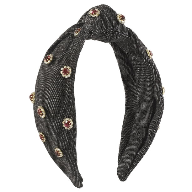 Bandas Laklulu para mujeres, bandas para mujeres, bandas para mujeres, banda ancha anudada, banda para el cabello superior adornada con joyas, elegante banda para el cabello para damas