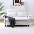 thumbnail image 2 of Modern  Striped Sofa Bed with Pull-Out Feature and Adjustable Backrest Comfy for Daily Use, Beige, 2 of 13