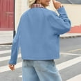 thumbnail image 5 of Nokdvo Cropped Jacket Women Lightweight Plaid Collar Zipup Casual Overcoat Lapel Snap Button Single Breasted Outerwear with Pockets,Blue L, 5 of 7