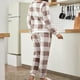 thumbnail image 2 of Conjunto de pijama Largo de franela Gibobby 2 piezas para Mujer Caqui L, 2 of 5