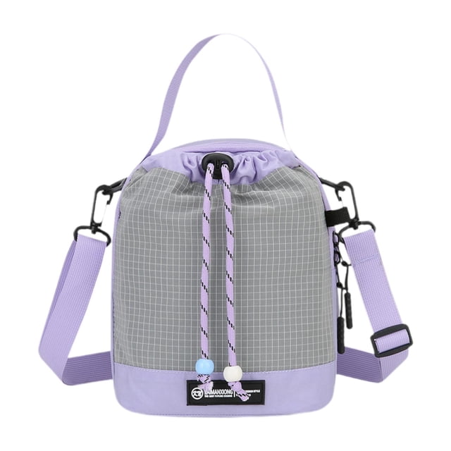 Bolso bandolera multifunción para botella de agua con correa ajustable y aislamiento térmico. Gris violeta