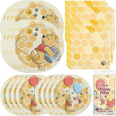 Winnie The Pooh Dinnerware Party Bundle Luncheon Napkins Dinner, Dessert Plates, Table Cover Great for Themed Parties, Kid's Birthday, Halloween