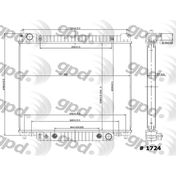 Global Parts Distributors 1724C Radiator Fits select: 1995-2000 FORD ECONOLINE