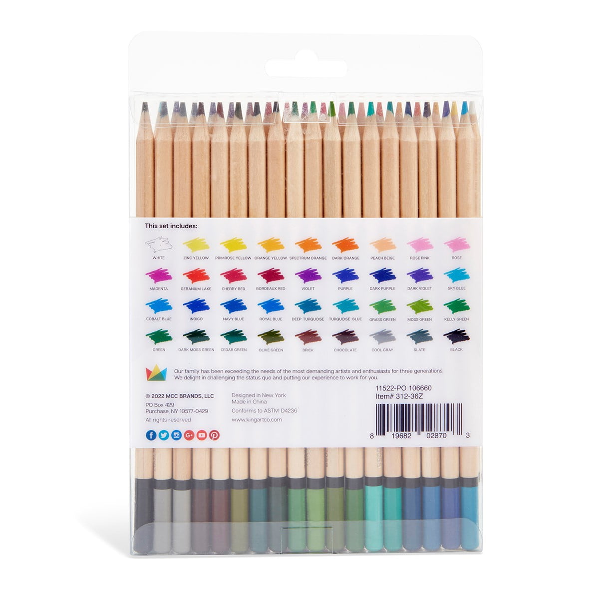 KINGART Soft Core Colored Pencils Set – 36 Vibrant Colors for