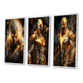 thumbnail image 3 of Designart "Fierce Superhero Valor Unleashed" Superheros Framed Wall Art Set Of 3 - Yellow Superheros Frame Canvas Set For Living Room Decor, 3 of 6
