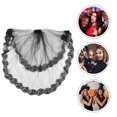thumbnail image 2 of Halloween Veil Double Layer Mesh Lace Wedding Veil for Decoration (Black), 2 of 3