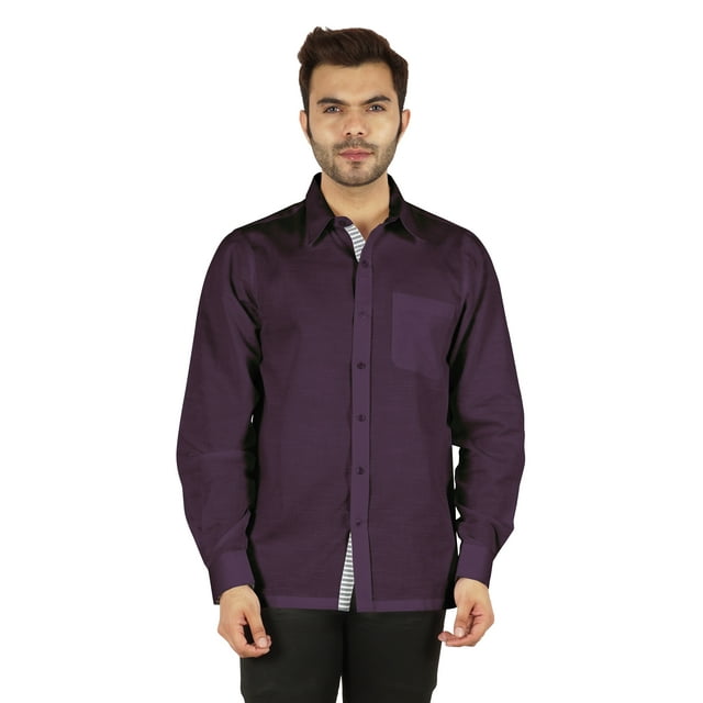Bestman Formal Classic Button Down Cotton Shirts Inner Contrast Regular Fit Office Shirt For Mens