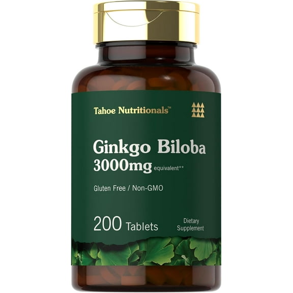 Carlyle Ginkgo Biloba 3000mg | 200 Vegetarian Tablets | Extra Strength | Non-GMO, Gluten Freen Formula | by Tahoe Nutritionals