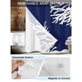thumbnail image 3 of No Hook Coral Navy Blue Shower Curtain with Snap in Liner Set, Coastal Ocean Marine Nautical Beach Waterproof Fabric Bathroom Curtains with See Through Top Window, Hotel Style Modern 66 x 72 Inch, 3 of 7