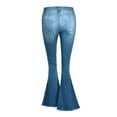 thumbnail image 5 of Gvmfive Women Mid Rise Fitted Denim Pants Flare Bell Bottom Jeans, 5 of 6
