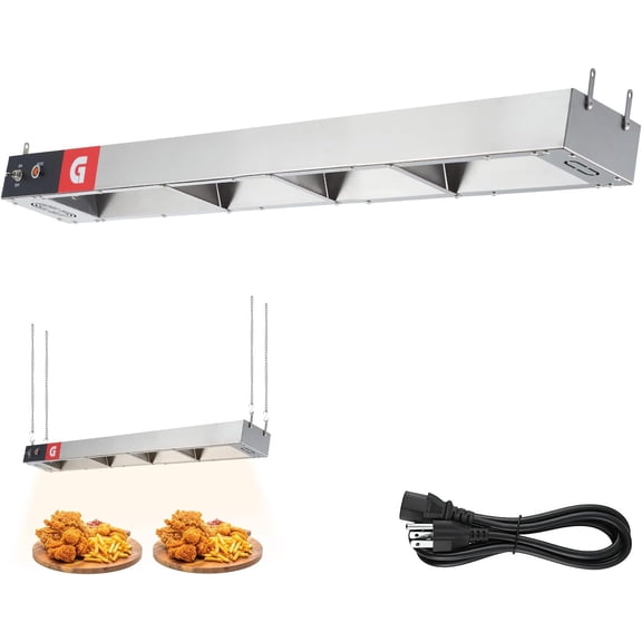 ChaoLink 36in Electric Strip Heater, 1000W Food Heat Lamp Overhead Food Warmer, Commercial Grade Infrared Food Warmer with Plug and Chainssilver